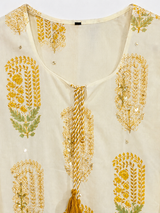 Yellow Pure Cotton Printed Straight Suit with Gota Patti Work