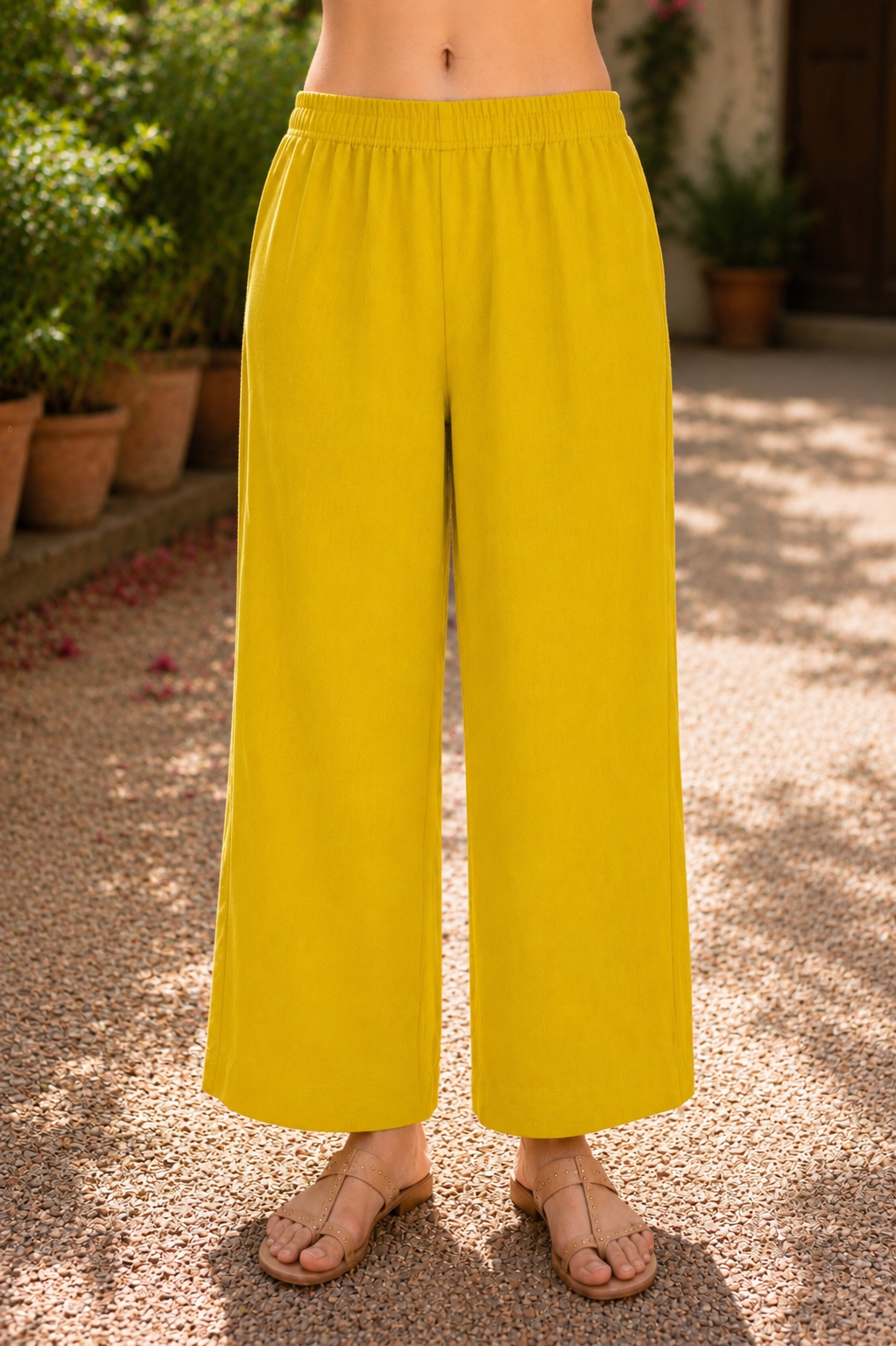 Yellow Pure Cotton Printed Straight Suit with Gota Patti Work
