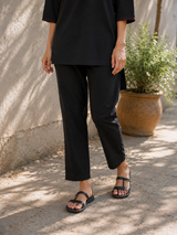 Black Khadi Cotton Co-ord Set with Detailing