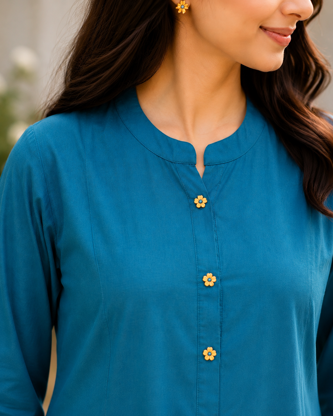 TEAL Khadi Cotton Co-ord Set with Embriodery