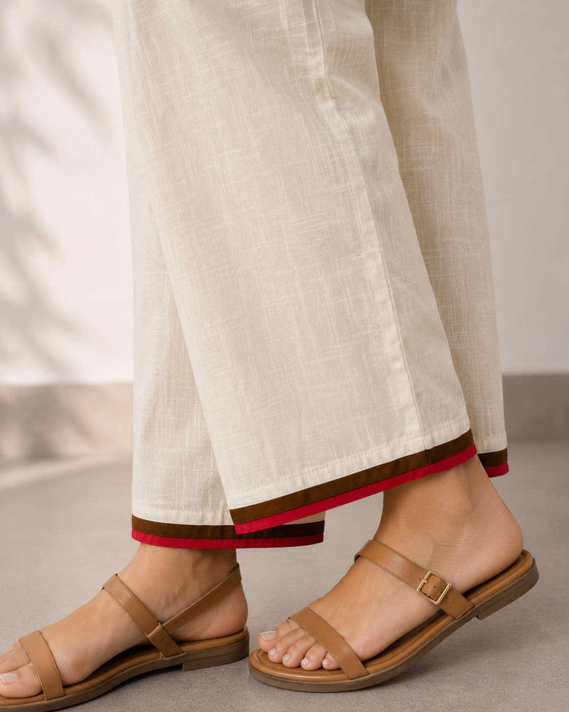 Cream Cotton Linen Co-ord Set with Embriodery