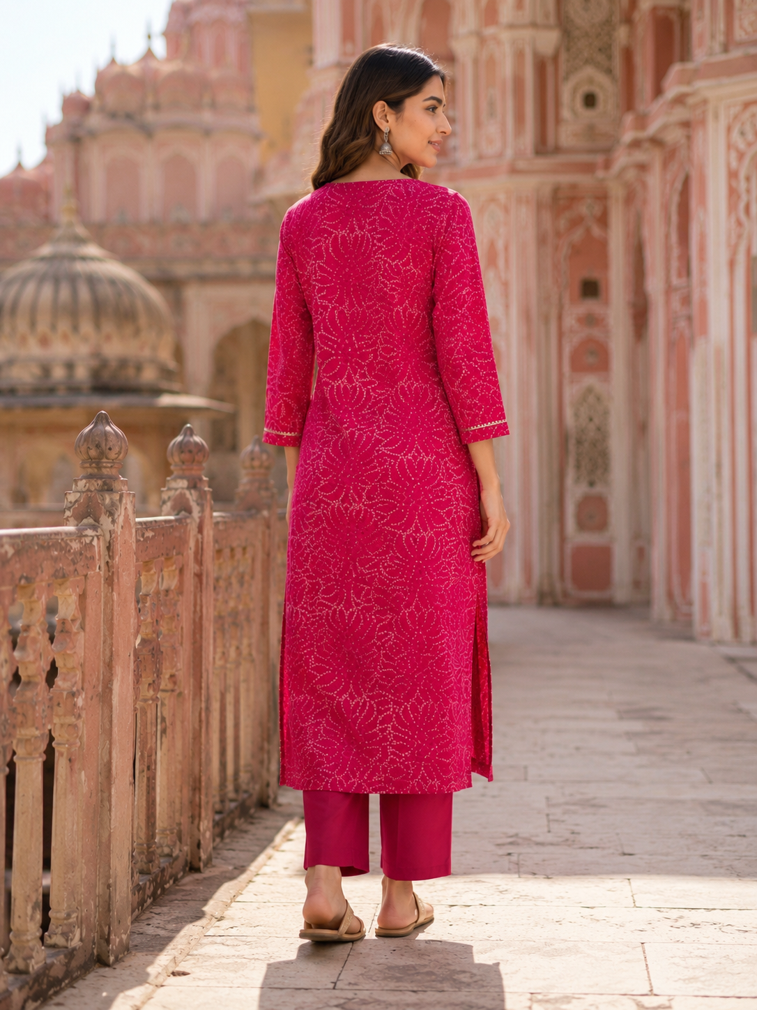 Pink Pure Rayon Co-ord Set with Heavy work