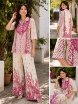 Mauve Pink Printed Cotton Co-ord Set